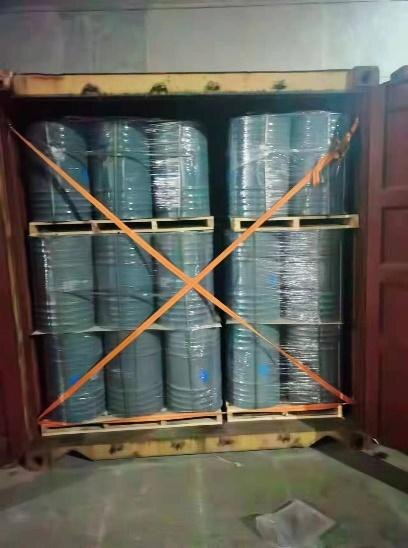 Palletized drums secured inside a shipping container